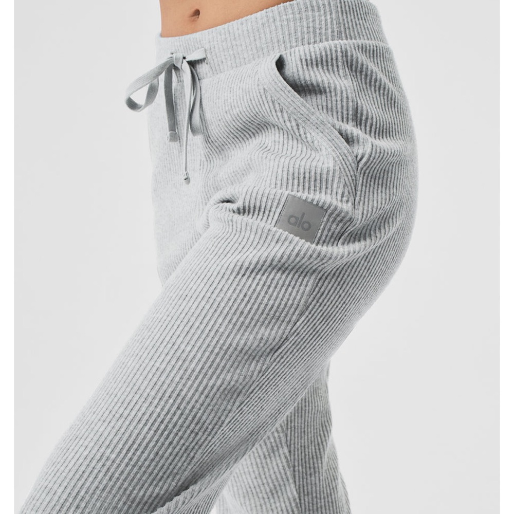 Alo Grey Ribbed Joggers - Picture 5 of 5